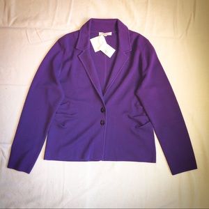 Purple Ellen Tracy Cinched Waist Sweater Blazer